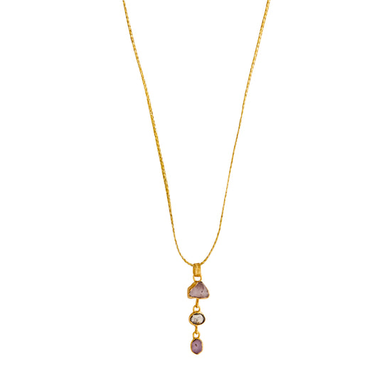 Triple Drop Sapphire Pendant Necklace - Main Img