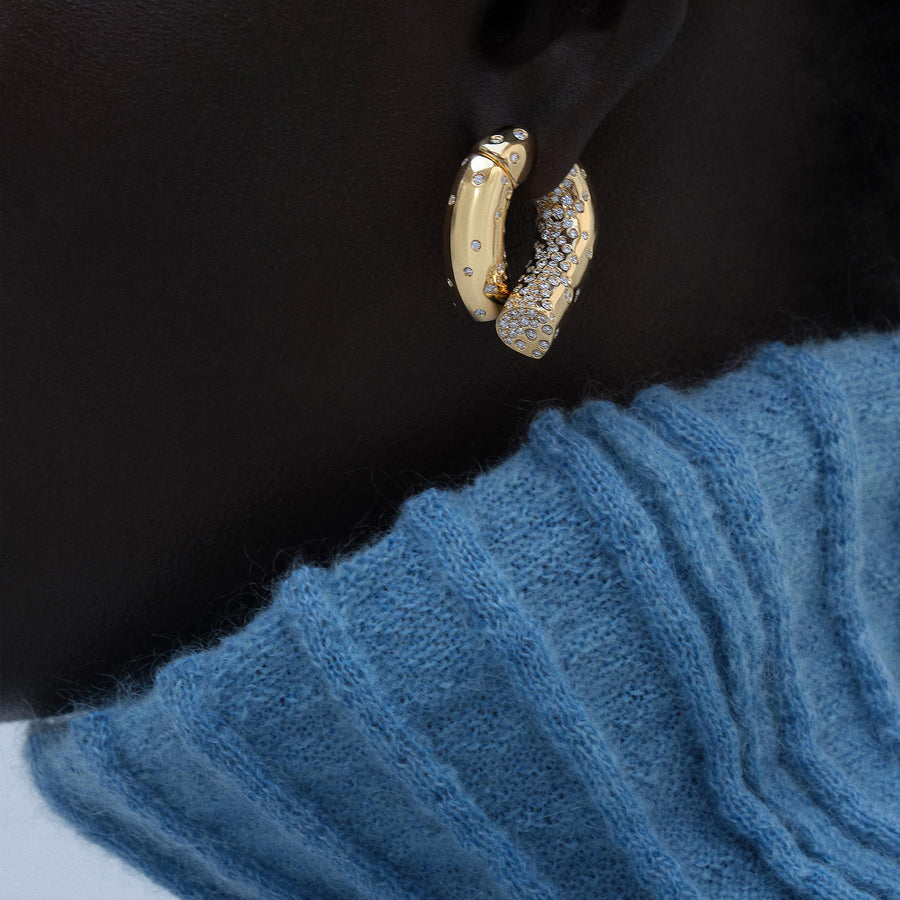Tabayer Large Oera Hoop Earrings - Diamond - Earrings - Broken English Jewelry on model