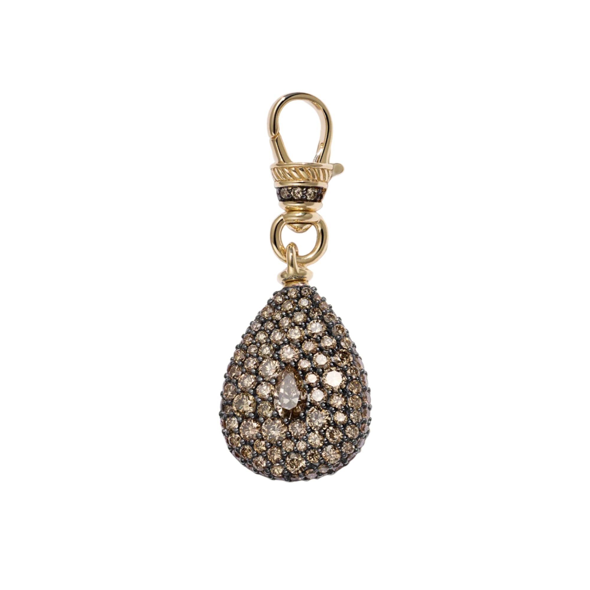Cognac Diamond Pear Pocket Watch Pendant