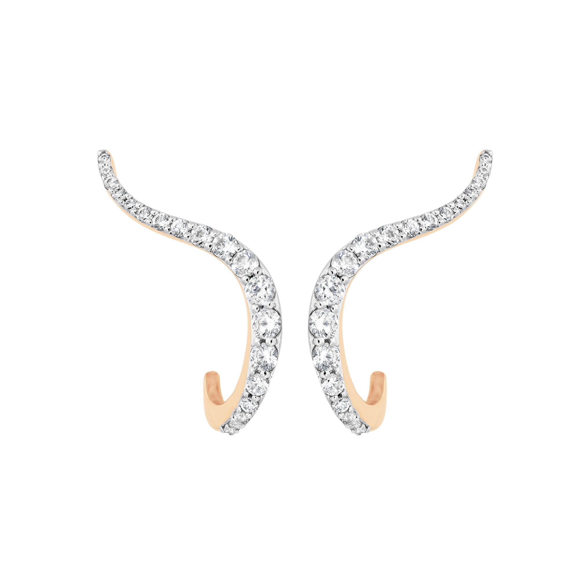 Half Pave Diamond Halo Earrings