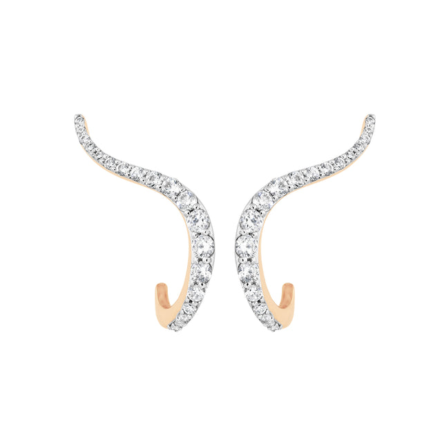 Half Pave Diamond Halo Earrings