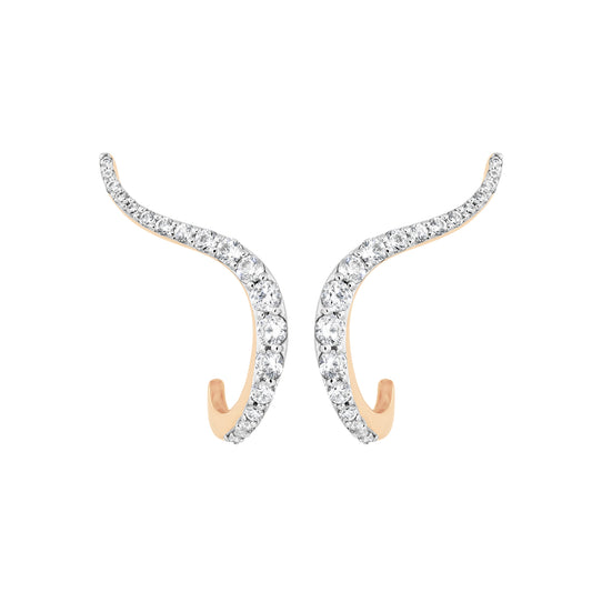 Half Pave Diamond Halo Earrings - Main Img