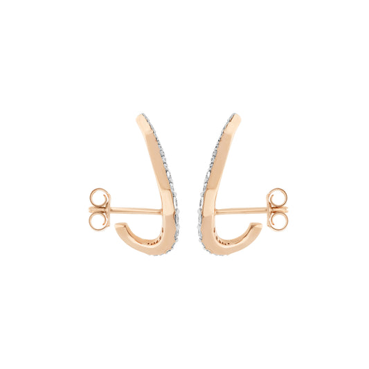 Half Pave Diamond Halo Earrings