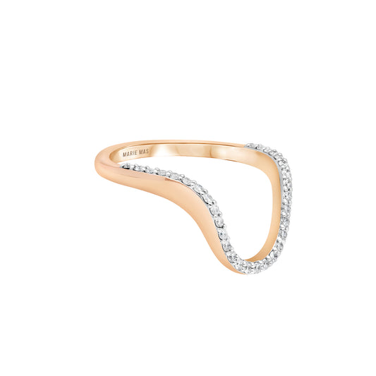 Half Pave Diamond Aura Ring