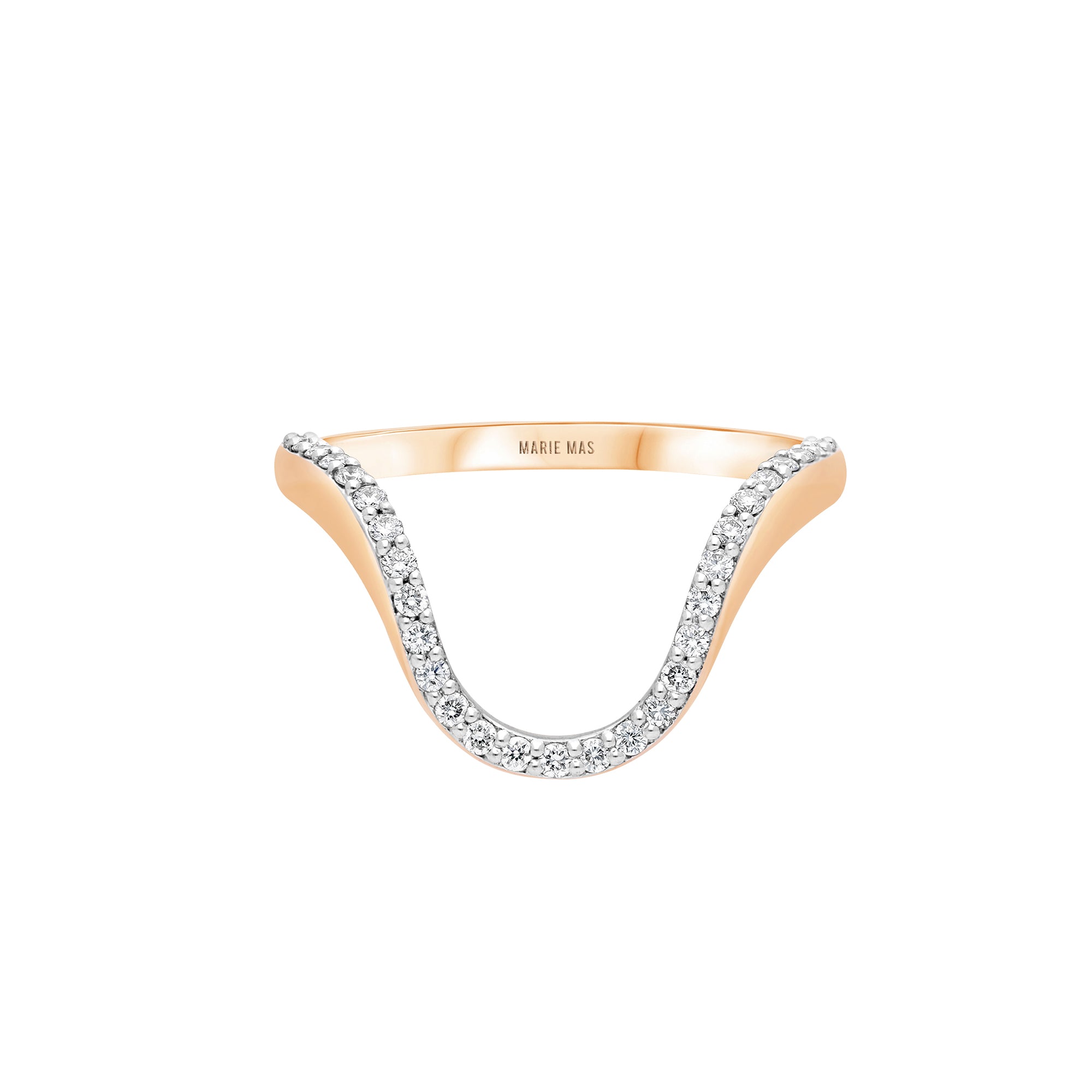 Half Pave Diamond Aura Ring
