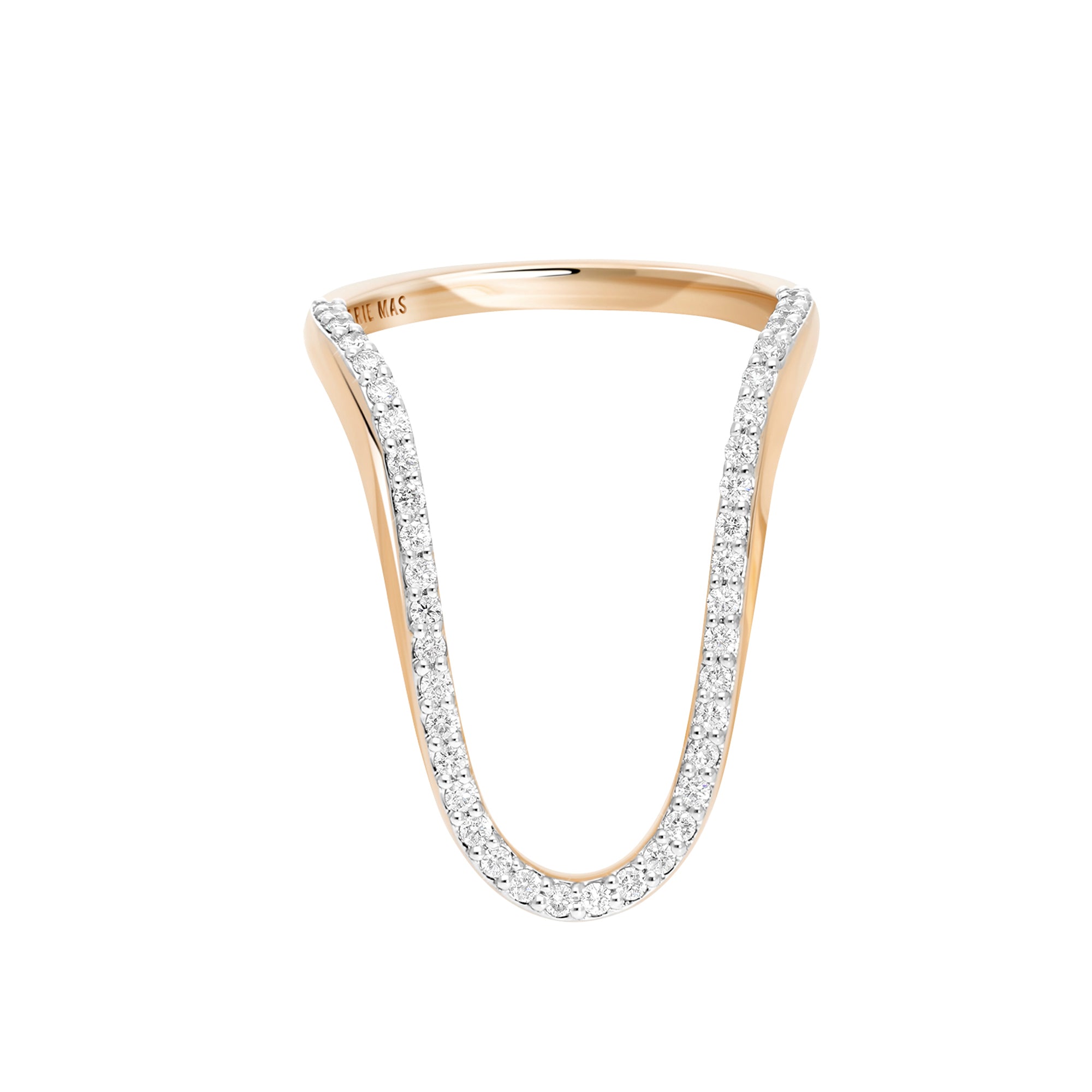Half Pave Diamond Radiant Ring