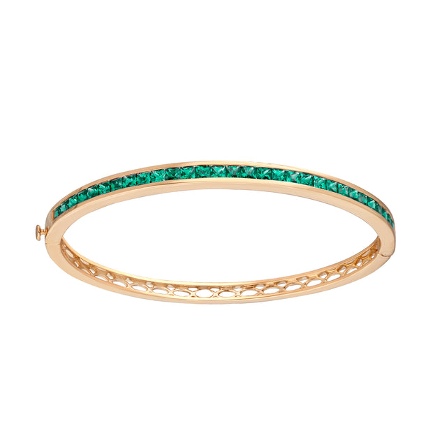 Moksh Skinny Paro Bracelet - Emerald, front view