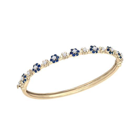 Floral Kyoto Bangle - Blue Sapphire and Diamond - Main Img