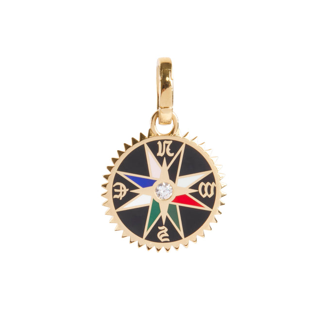 Black Petite Internal Compass Champleve Medallion with Annex Link