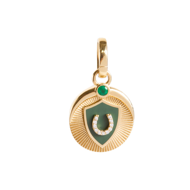 Emerald and Diamond Protection Baby Medallion Pendant