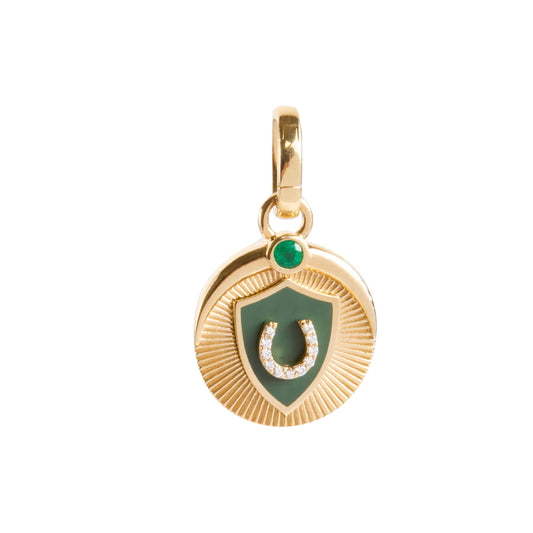 Emerald and Diamond Protection Baby Medallion Pendant - Main Img