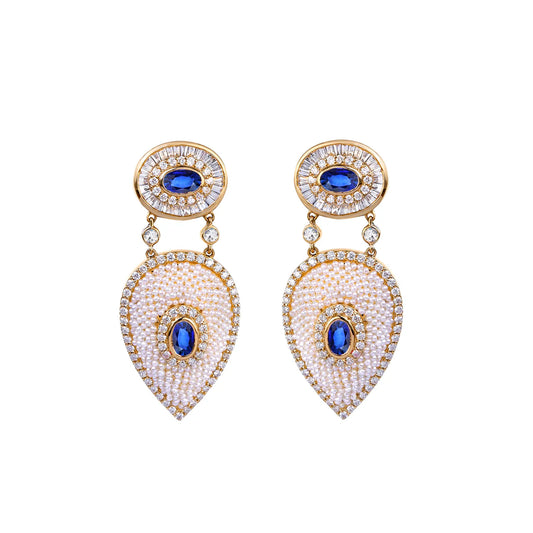 Bombay Drop Earrings - Blue Sapphire - Main Img