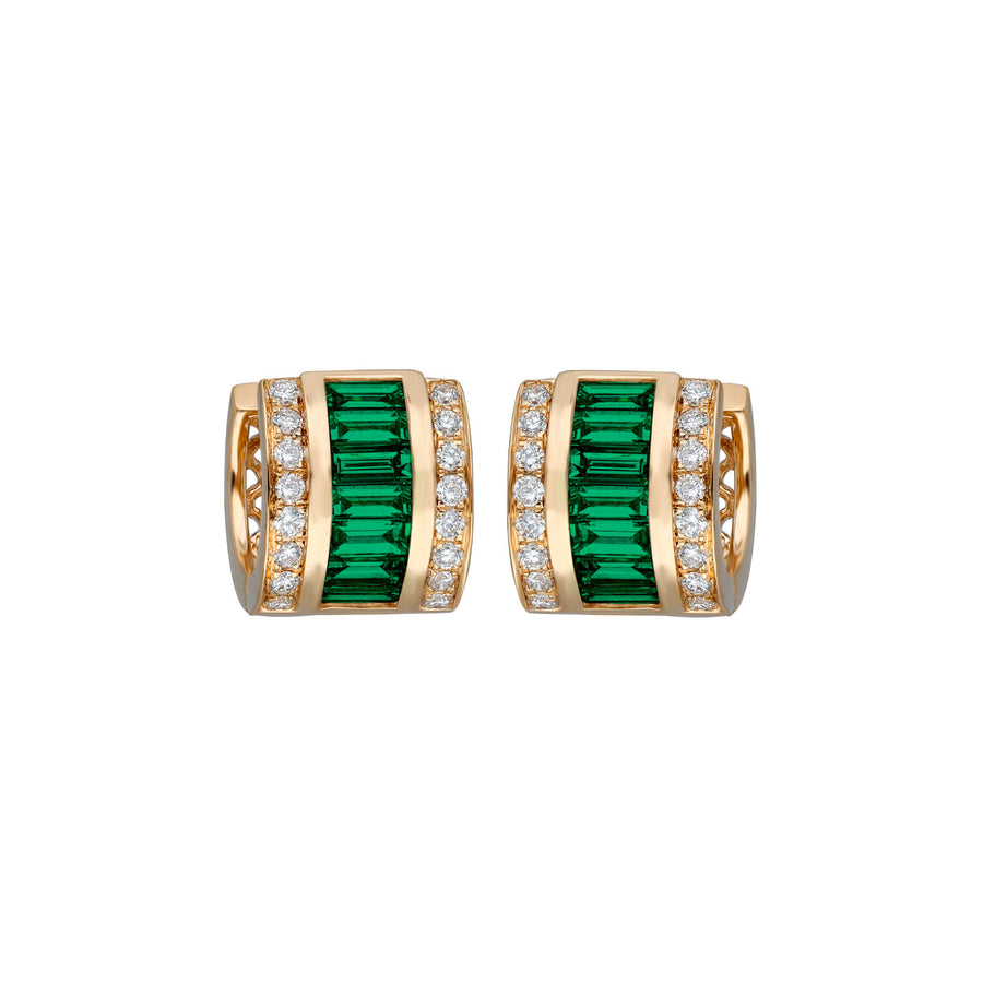 Moksh Paro Earrings - Curved Emerald, front view