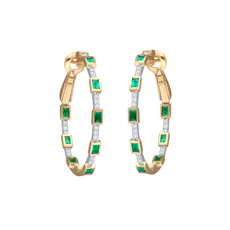Moksh Paro Hoop Earrings - Emerald, front view