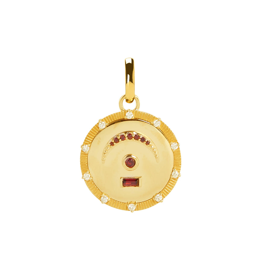 Foundrae Medium Garnet Pause Internal Compass Medallion - Charms & Pendants - Broken English Jewelry front view