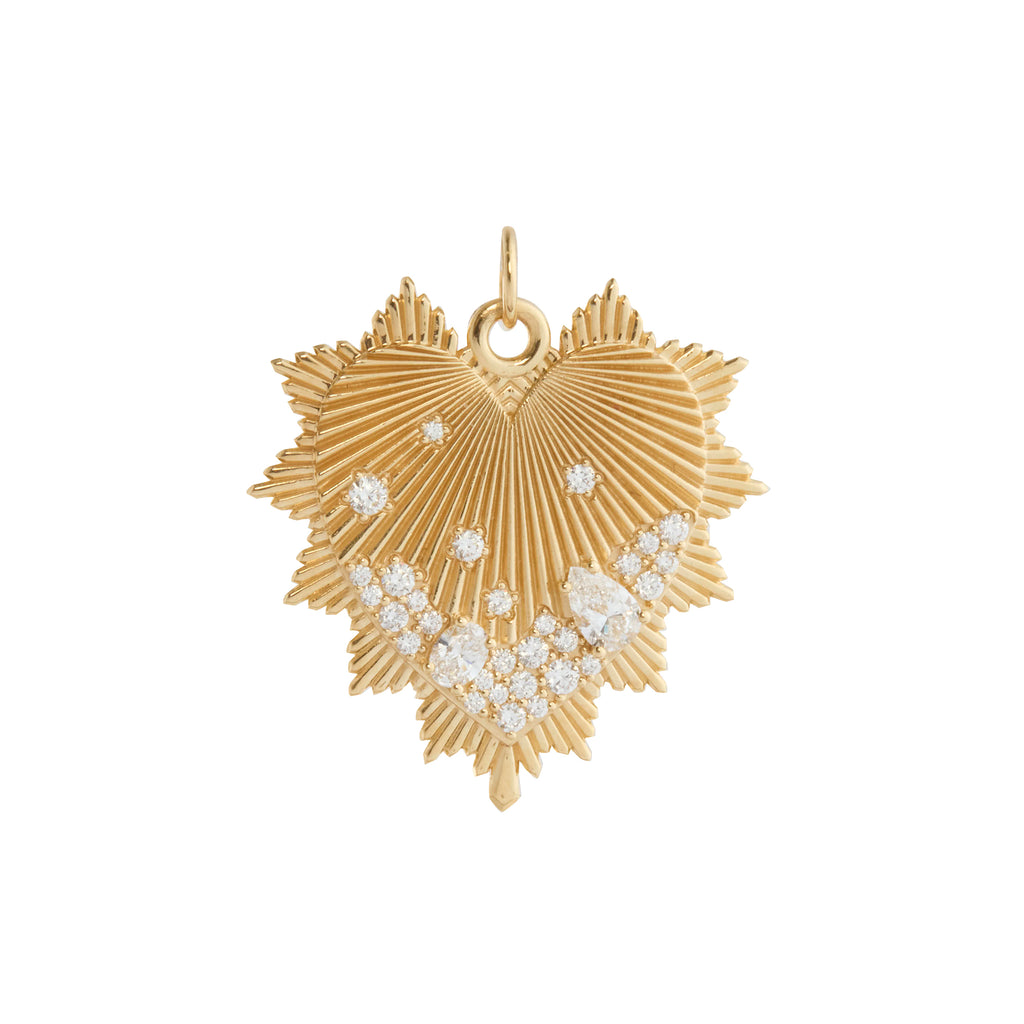 Foundrae - Encrusted Diamond Oversized Heart Love Token Medallion