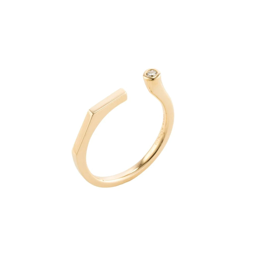 Hirotaka Single Diamond Manhattan Cuff Ring - Rings - Broken English Jewelry angle view