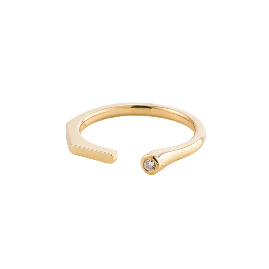 Hirotaka Single Diamond Manhattan Cuff Ring - Rings - Broken English Jewelry front view