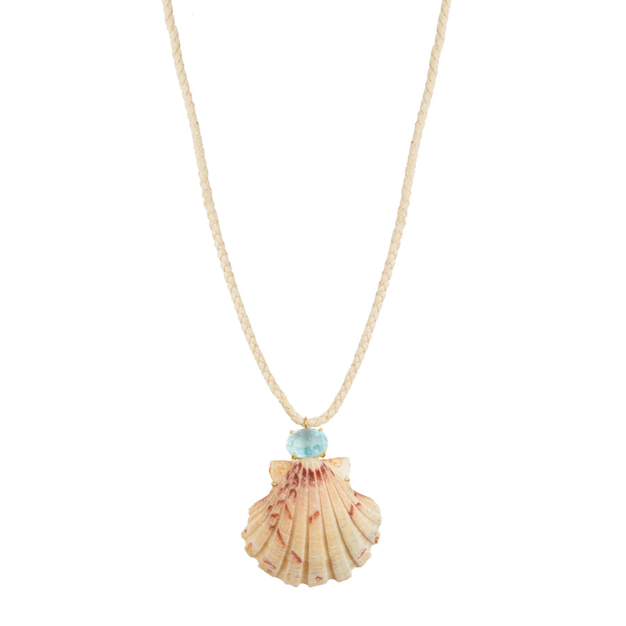 Marisa Klass Aquamarine and Shell Necklace - Necklaces - Broken English Jewelry front view