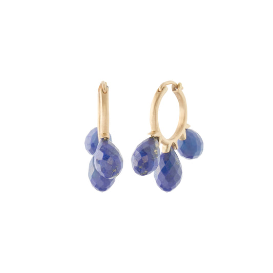 Lapis Briolette Hoops - Main Img