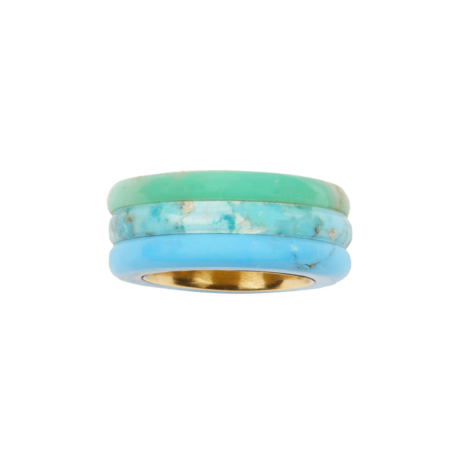Marisa Klass Chrysoprase and Turquoise Stacked Ring - Rings - Broken English Jewelry front view