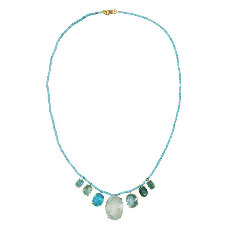 Marisa Klass Tourmaline and Aquamarine Bead Necklace - Necklaces - Broken English Jewelry top view