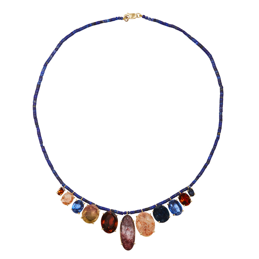 Marisa Klass Multi Gem and Lapis Bead Necklace - Necklaces - Broken English Jewelry top view