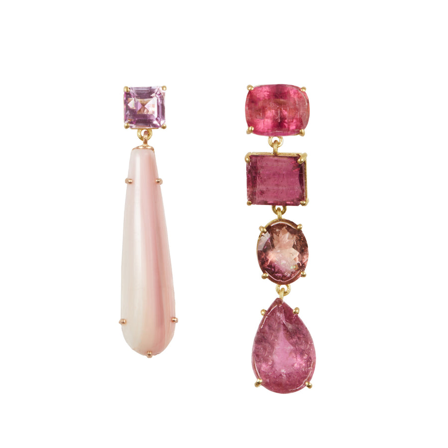 Marisa Klass Mismatch Pink Earrings - Earrings - Broken English Jewelry front view