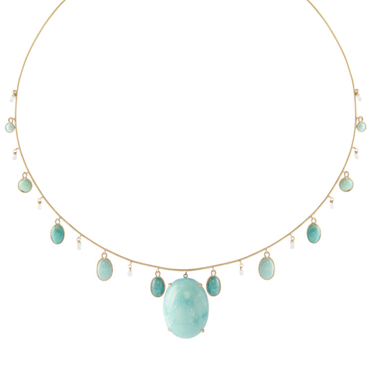 Briolettes Choker - Turquoise and Diamond - Main Img