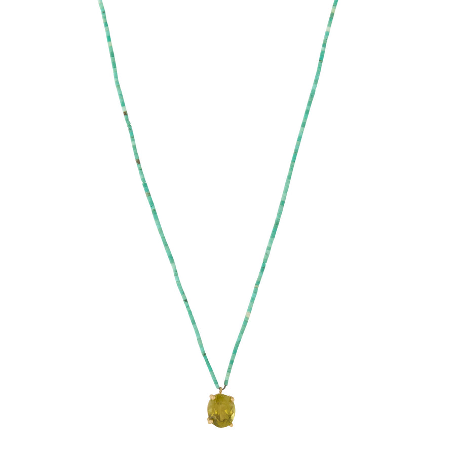 Marisa Klass Tiny Turquoise Beaded Green Tourmaline Pendant Necklace - Necklaces - Broken English Jewelry