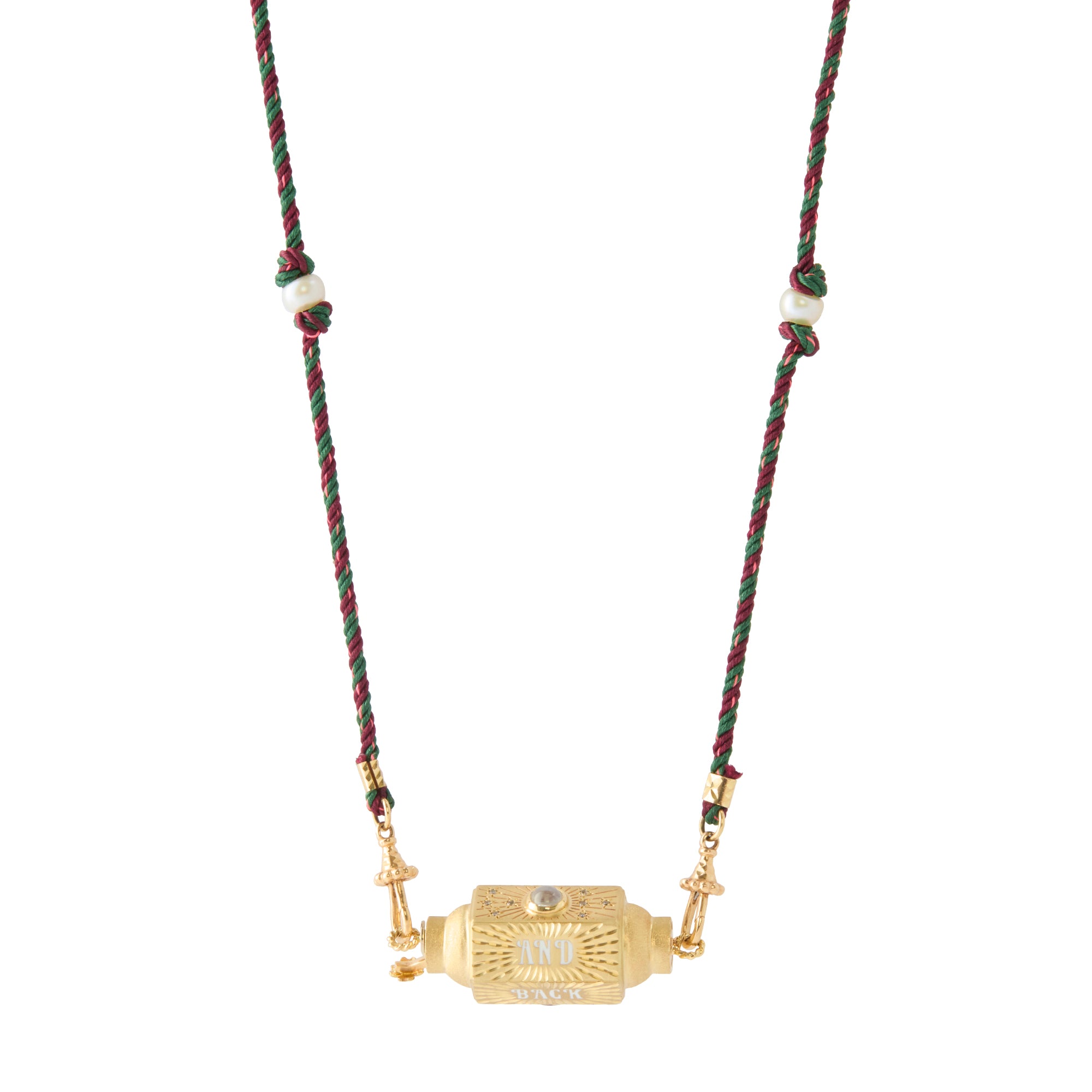 Moonstone and Garnet Love Locket - Burgundy & Green