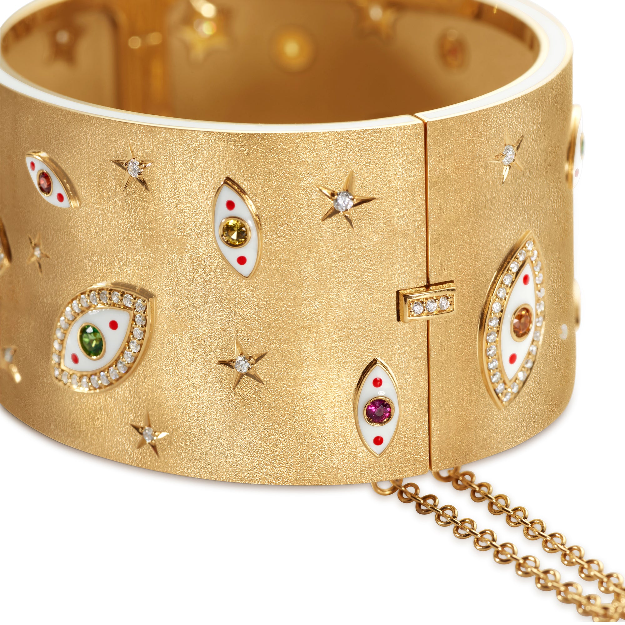 Small Diamond and Sapphire Eye XL Bracelet