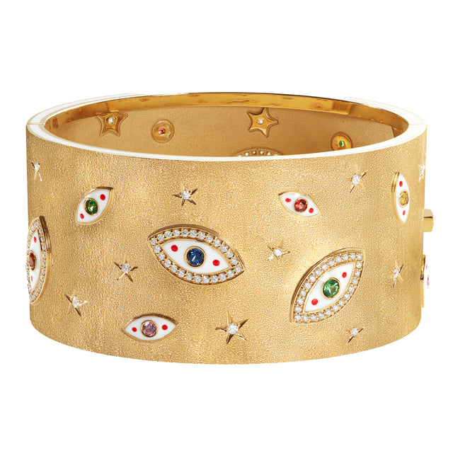 Small Diamond and Sapphire Eye XL Bracelet