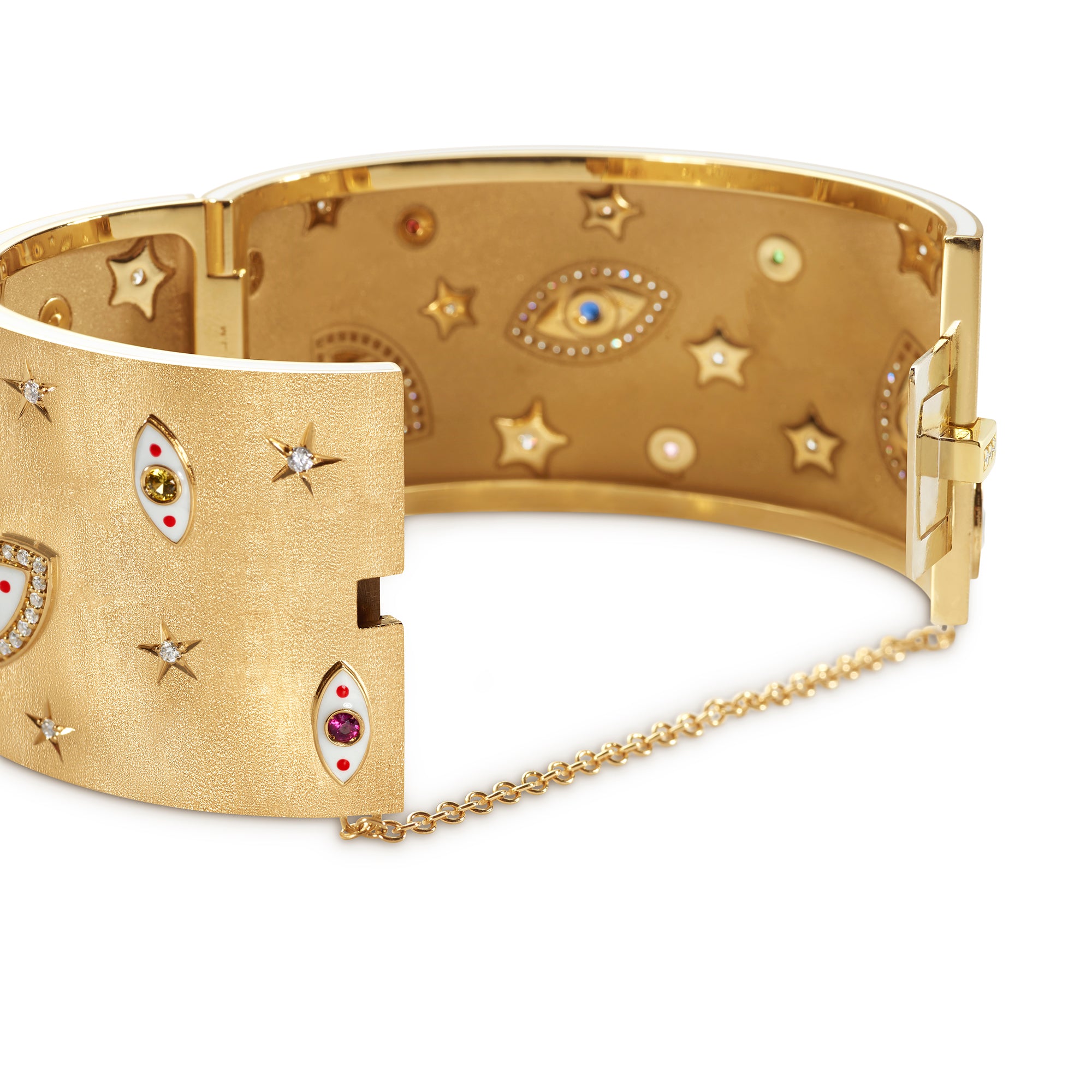 Small Diamond and Sapphire Eye XL Bracelet