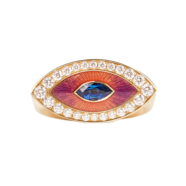 Diamond and Sapphire Evil Eye Ring