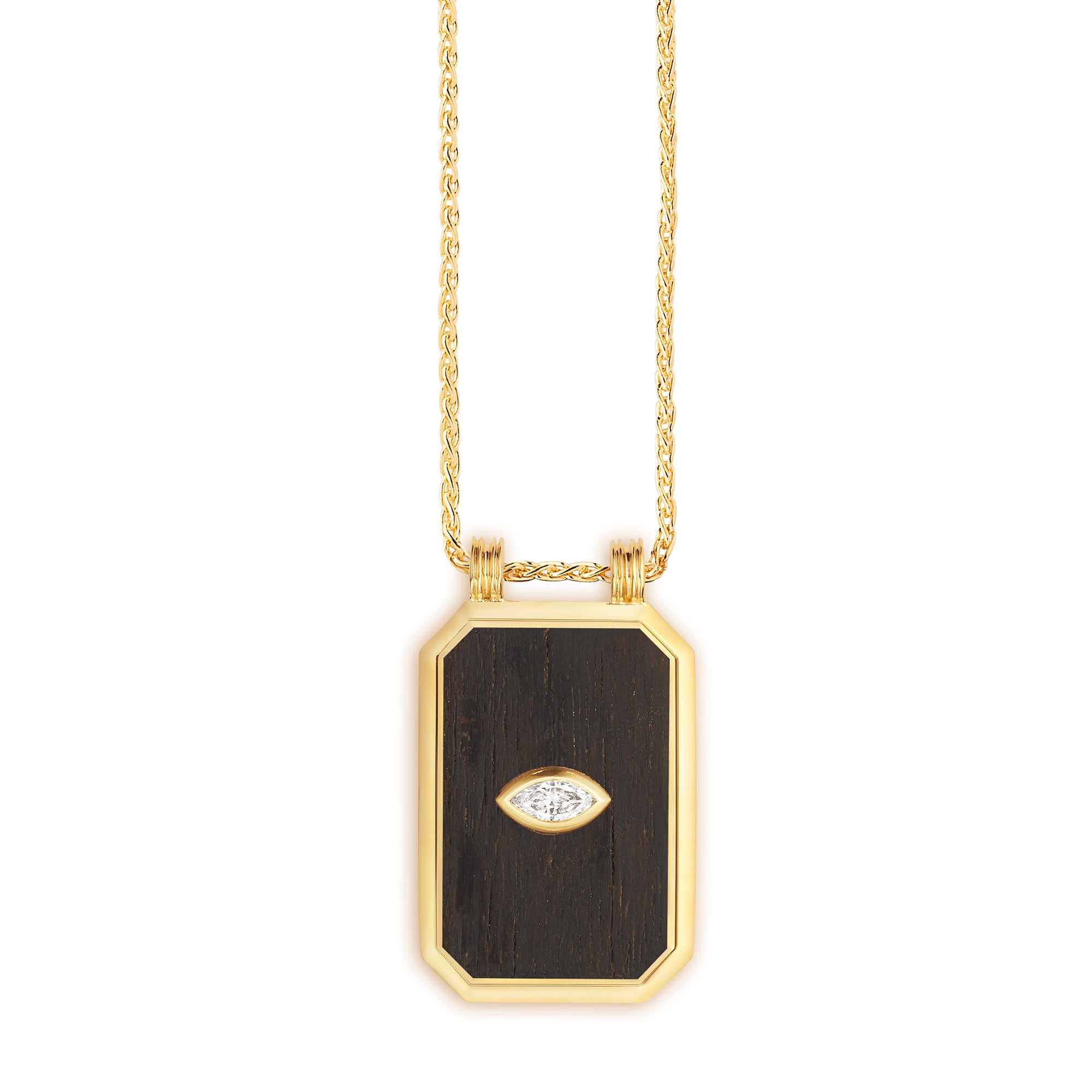 Eye Ebony Scapular on Spiga Chain with Diamond