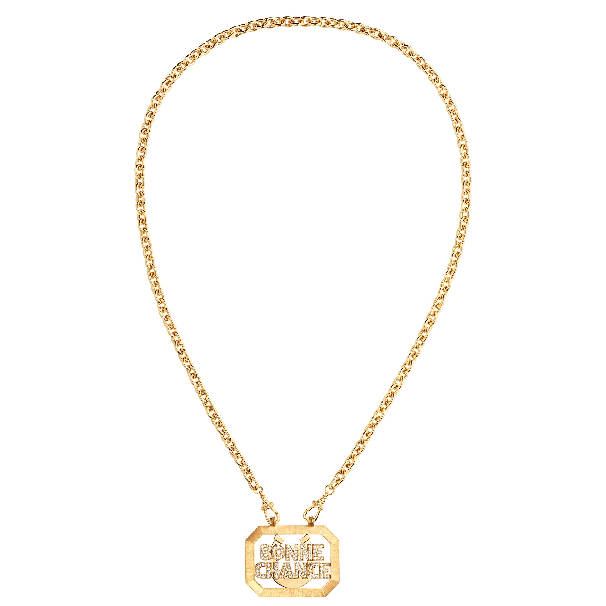 Bonne Chance Scapular on Rosa Classic Chain 18K Yellow Gold