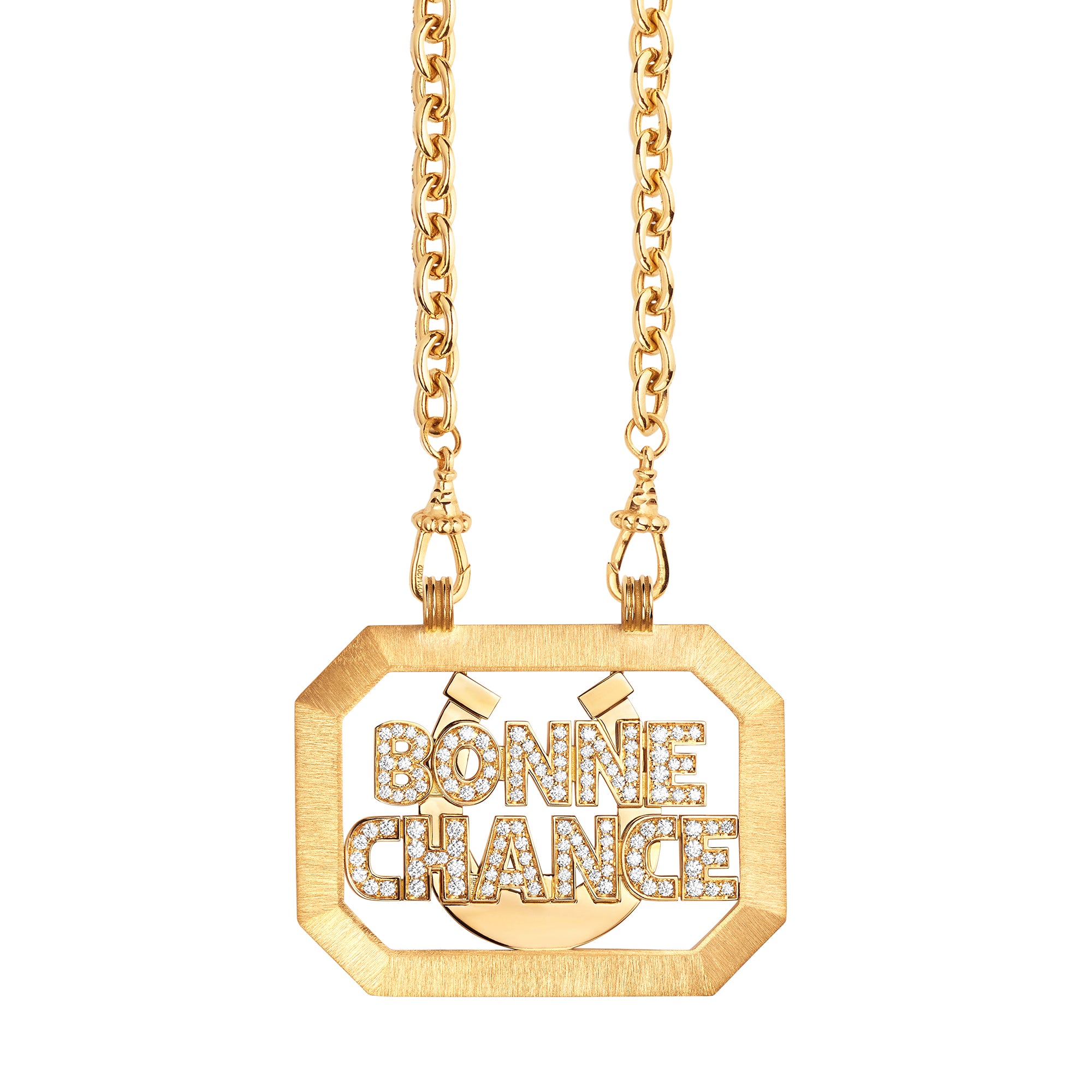 Bonne Chance Scapular on Rosa Classic Chain 18K Yellow Gold