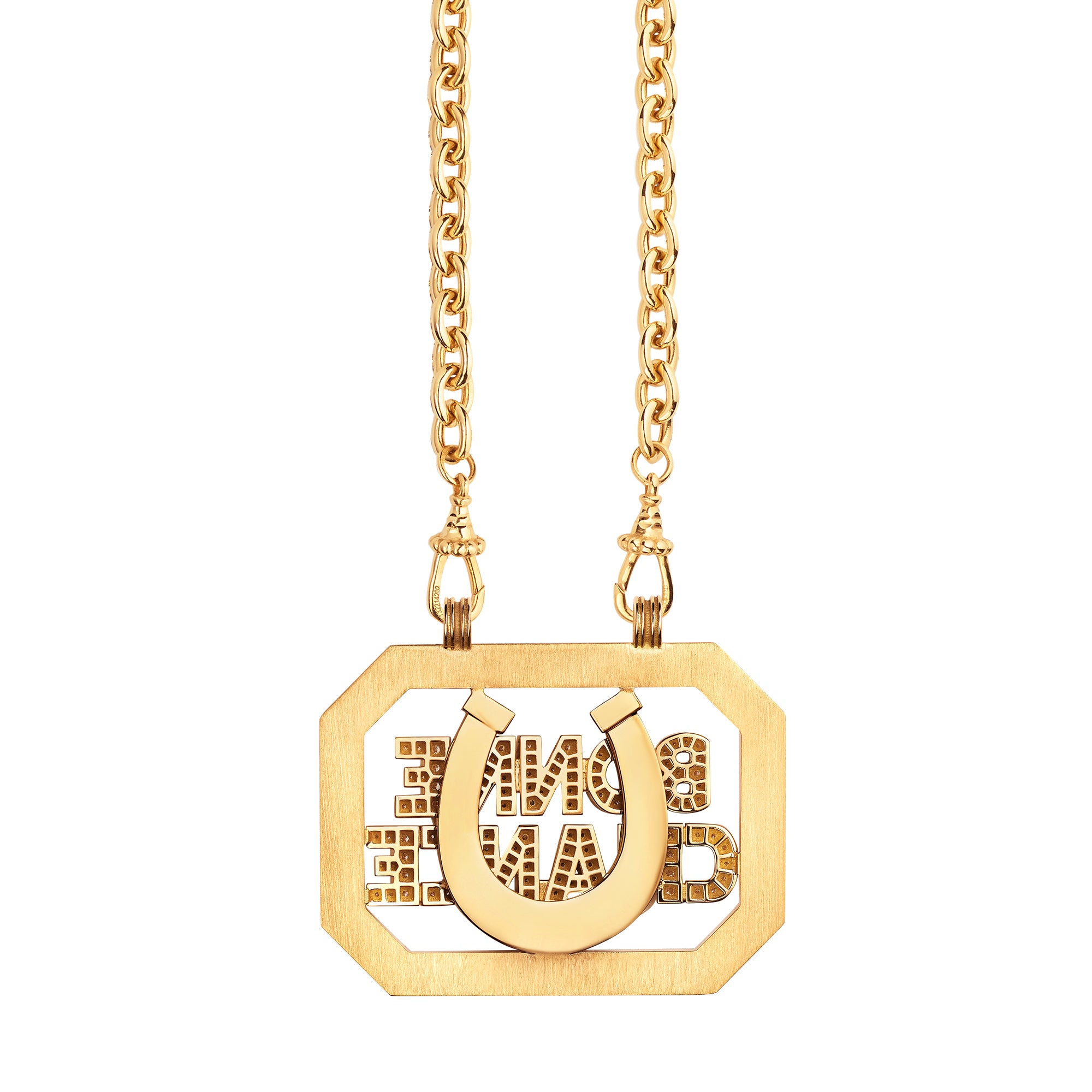 Bonne Chance Scapular on Rosa Classic Chain 18K Yellow Gold