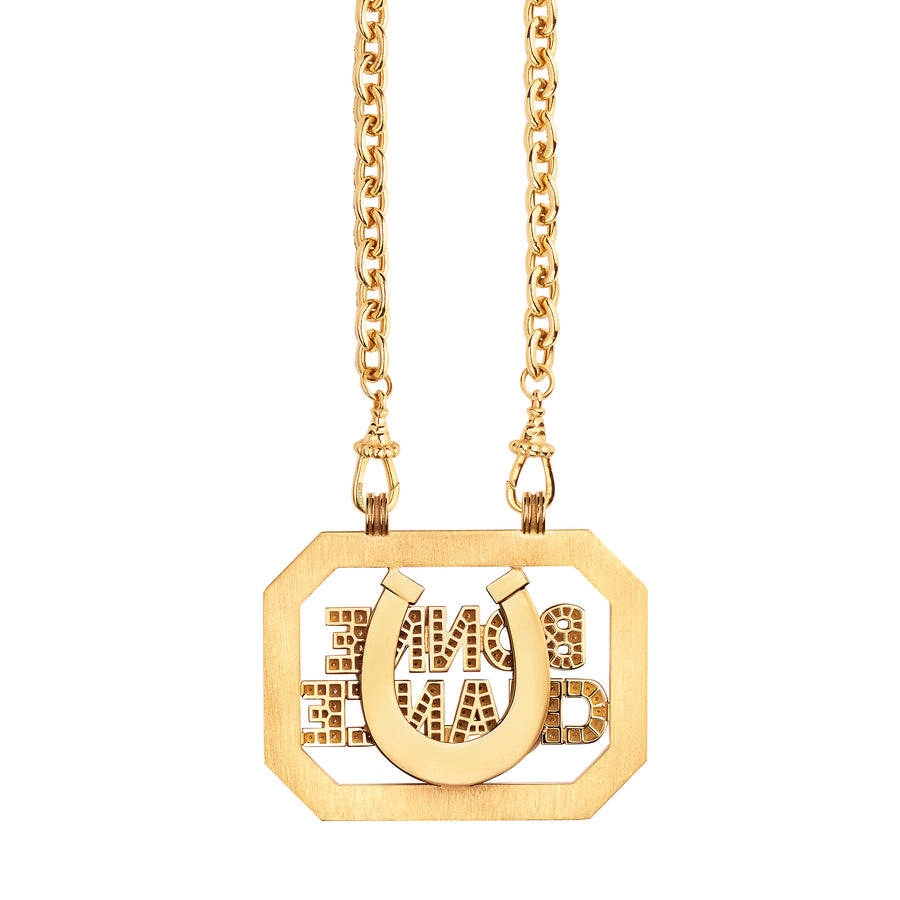 Bonne Chance Scapular on Rosa Classic Chain 18K Yellow Gold