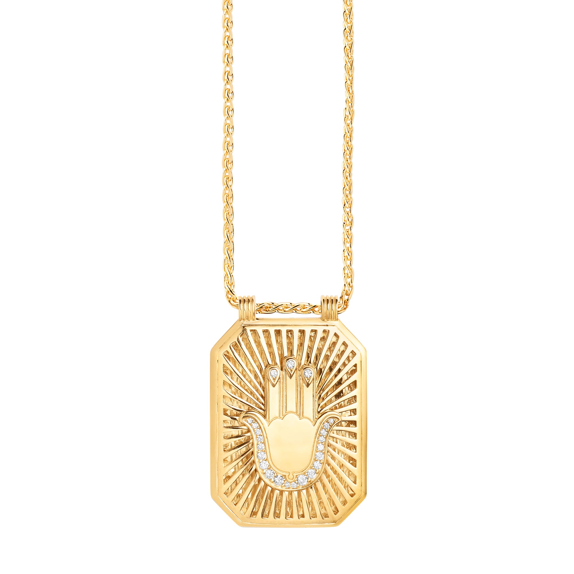 Hand Scapular on Spiga Chain 18K Yellow Gold