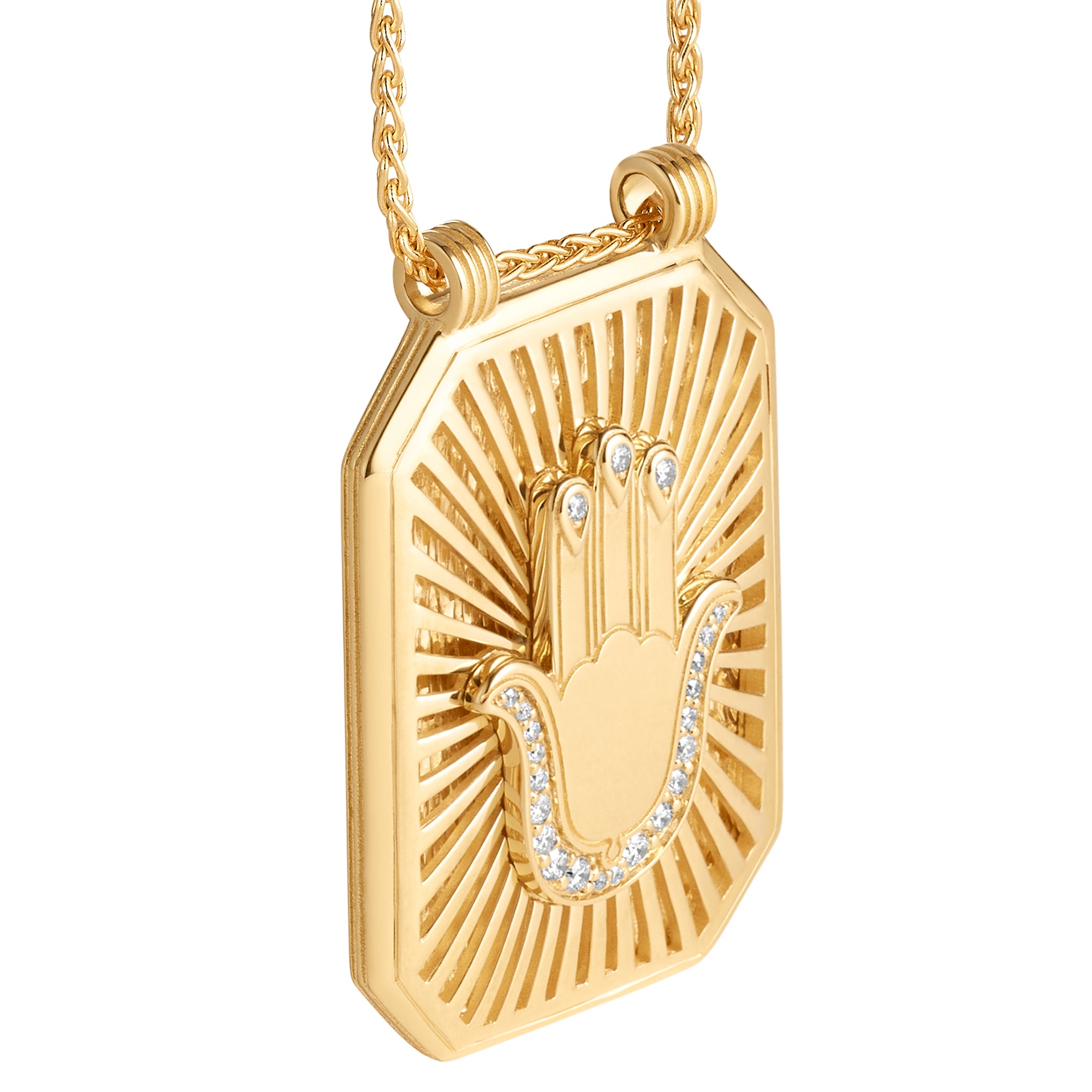 Hand Scapular on Spiga Chain 18K Yellow Gold