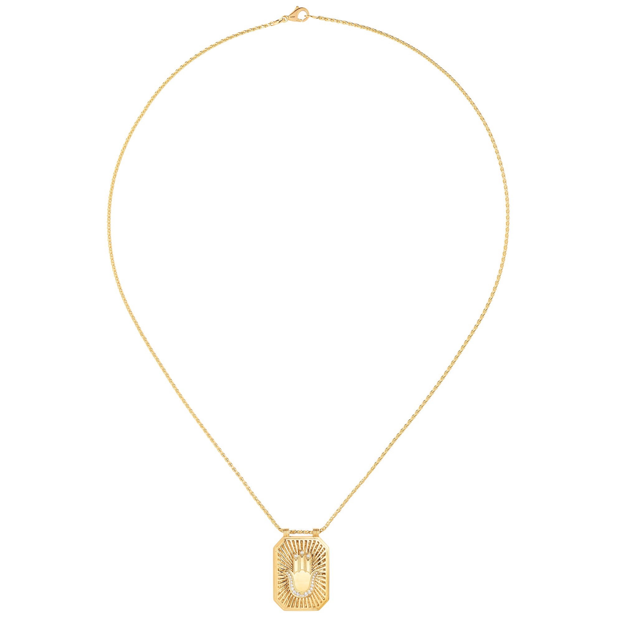Hand Scapular on Spiga Chain 18K Yellow Gold