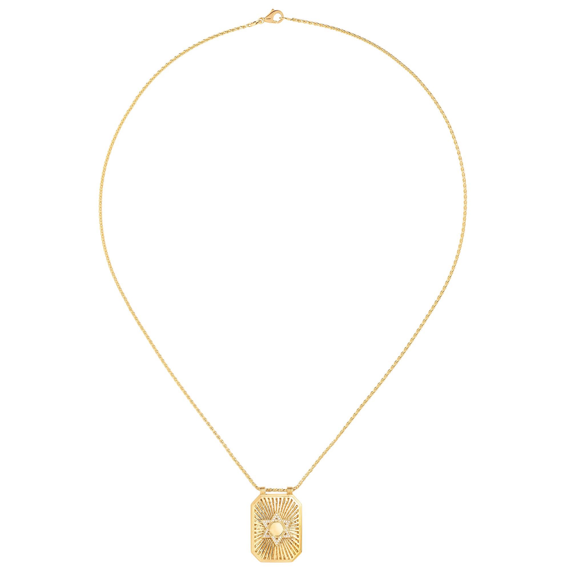 Star Scapular on Spiga Chain 18K Yellow Gold