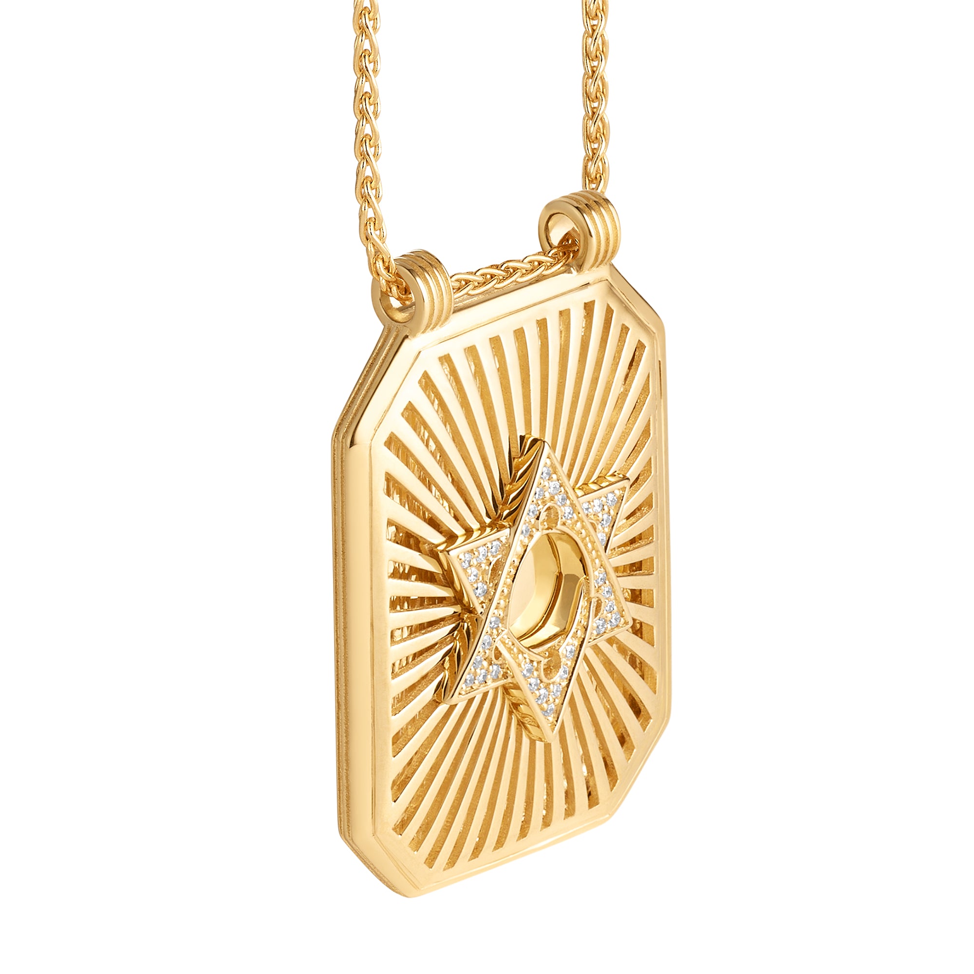 Star Scapular on Spiga Chain 18K Yellow Gold