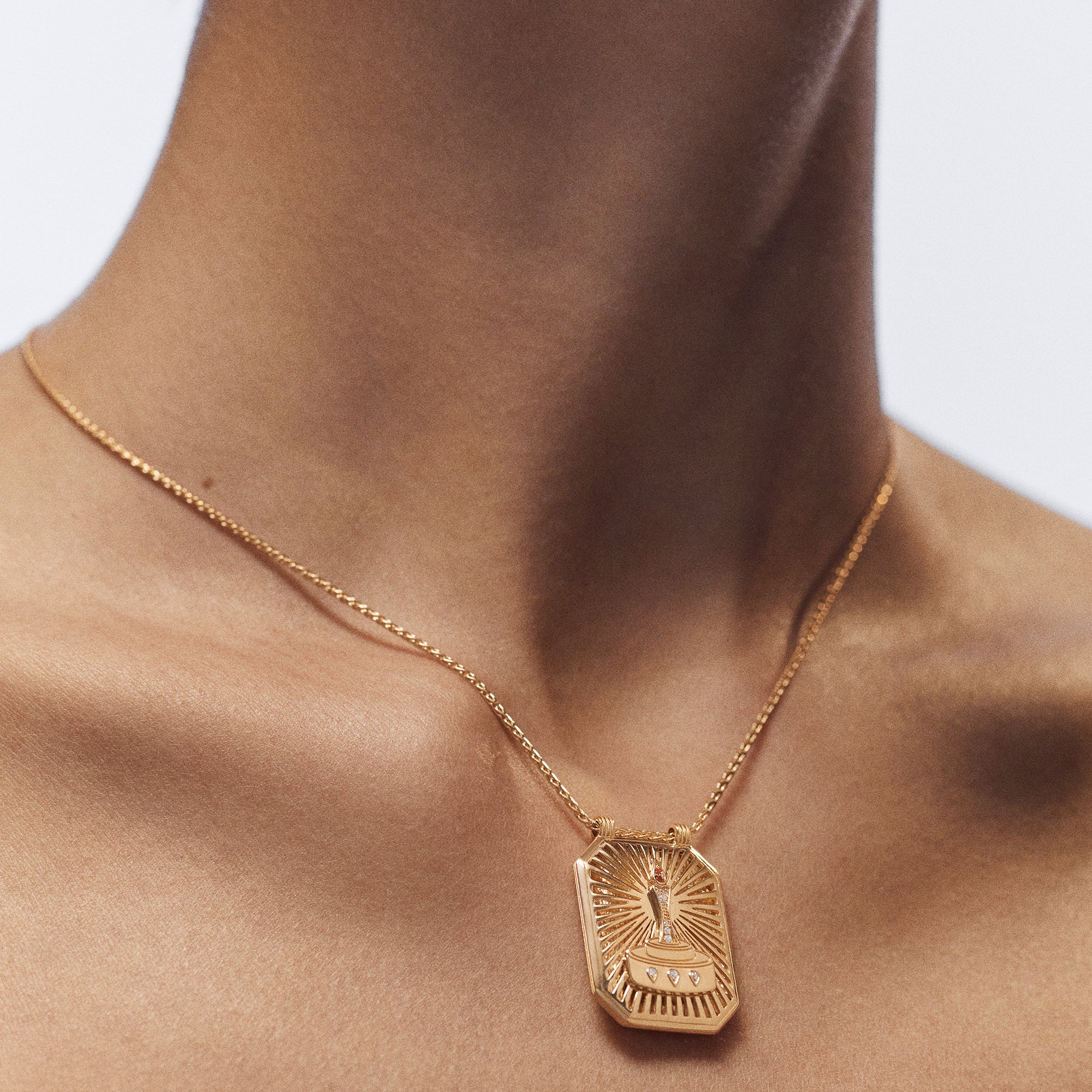 Birthday Scapular on Spiga Chain 18K Yellow Gold