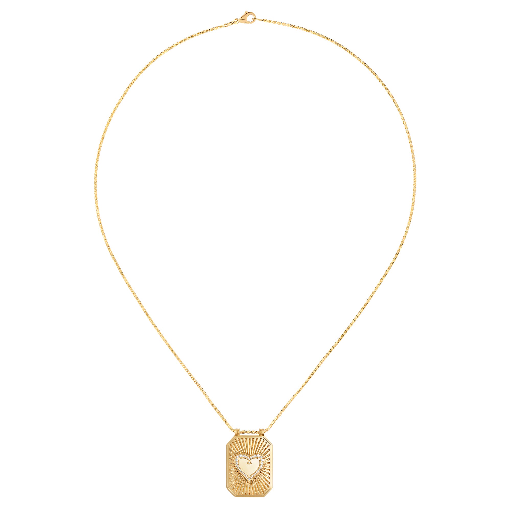 Heart Scapular on Spiga Chain 18K Yellow Gold
