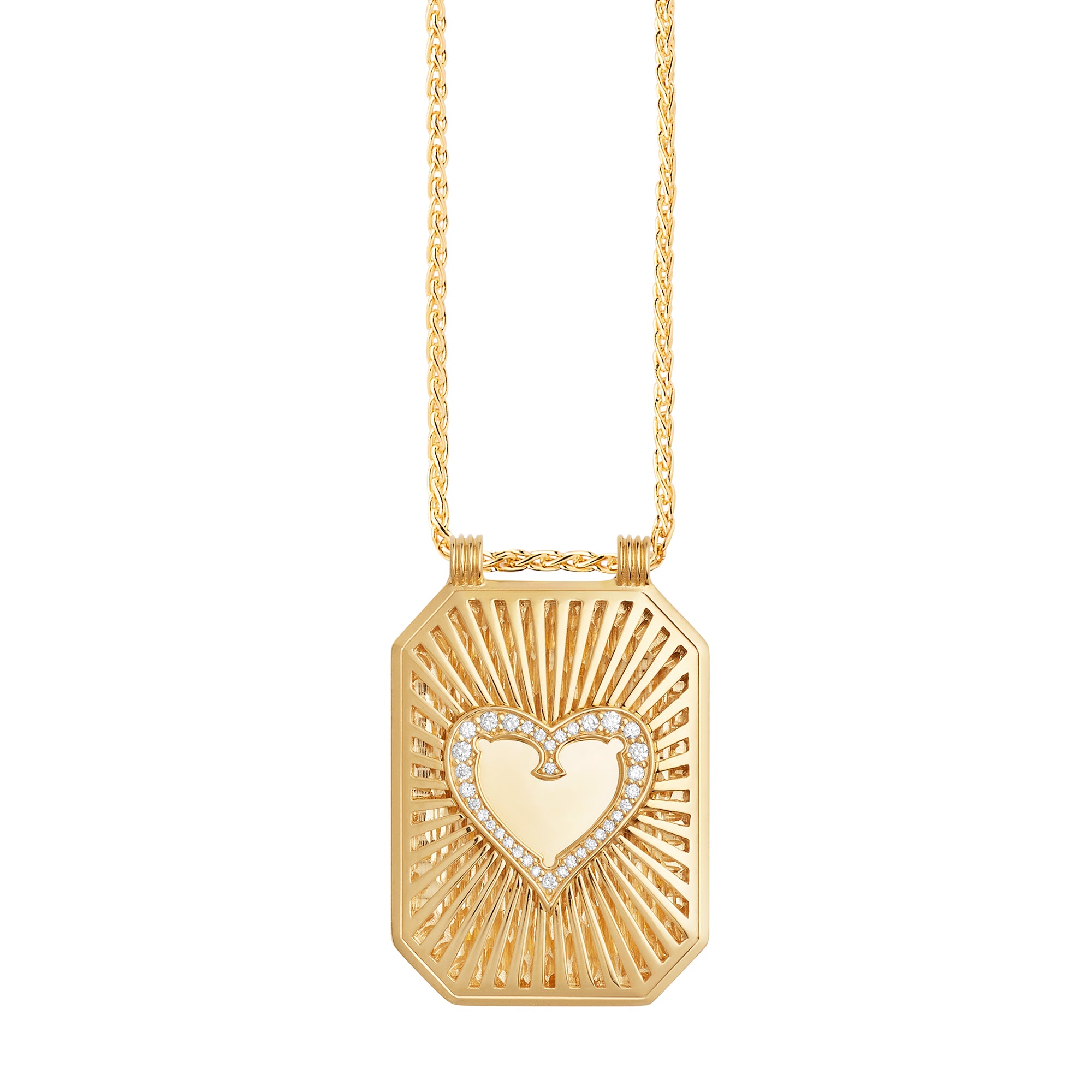 Heart Scapular on Spiga Chain 18K Yellow Gold