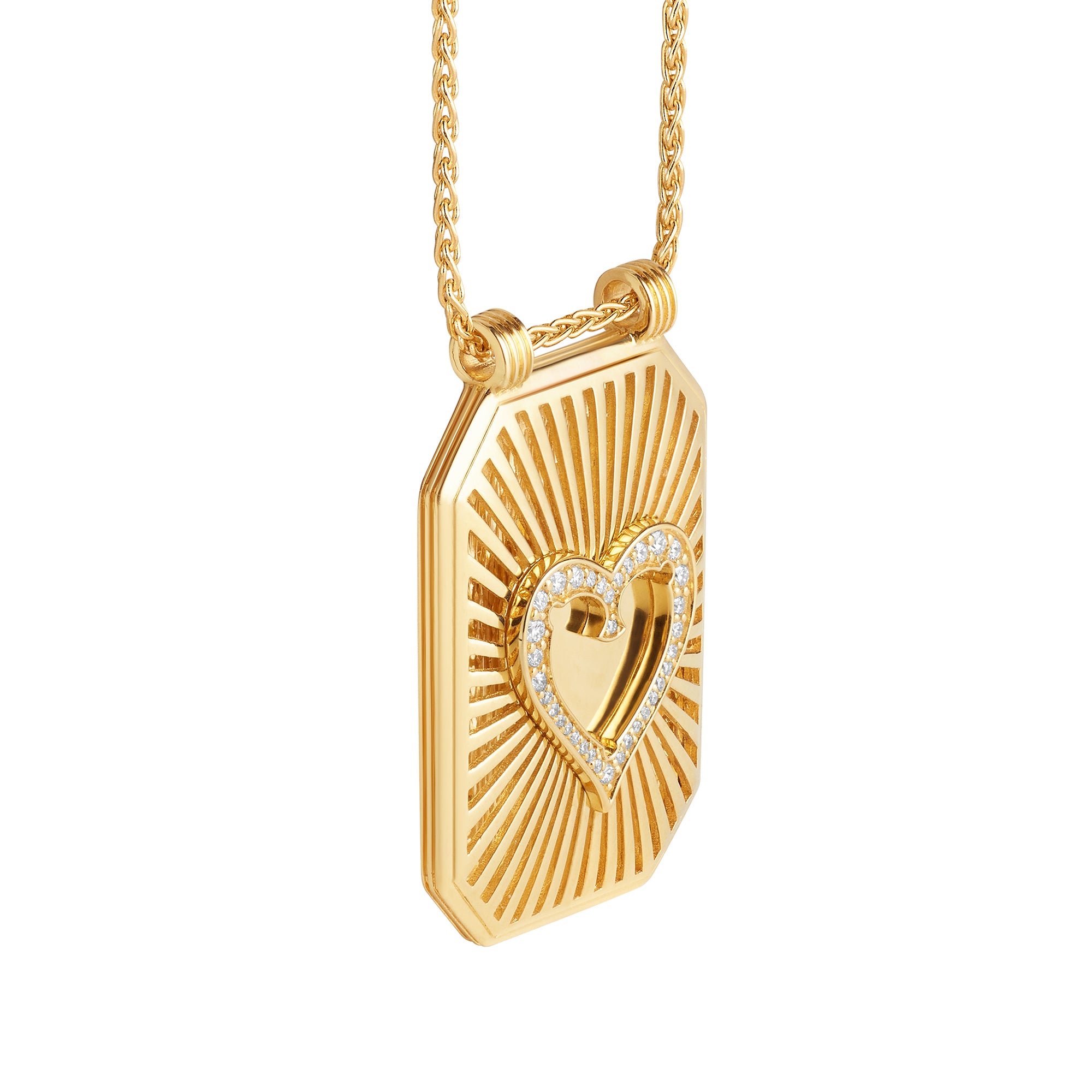 Heart Scapular on Spiga Chain 18K Yellow Gold