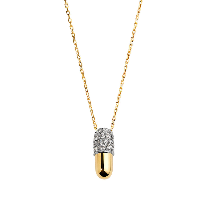 Elior Medium Pill Pendant Necklace - Yellow Gold - Necklaces - Broken English Jewelry front view
